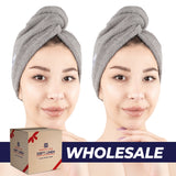 American Soft Linen 100% Cotton Hair Drying Towels for Women, 2 Pack Head Towel Cap - 75 Set Case Pack
