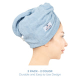American Soft Linen 100% Cotton Hair Drying Towels for Women, 2 Pack Head Towel Cap - 75 Set Case Pack