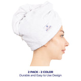 American Soft Linen 100% Cotton Hair Drying Towels for Women, 2 Pack Head Towel Cap - 75 Set Case Pack