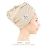 American Soft Linen 100% Cotton Hair Drying Towels for Women, 2 Pack Head Towel Cap - 75 Set Case Pack