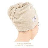 American Soft Linen 100% Cotton Hair Drying Towels for Women, 2 Pack Head Towel Cap - 75 Set Case Pack