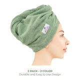 American Soft Linen 100% Cotton Hair Drying Towels for Women, 2 Pack Head Towel Cap - 75 Set Case Pack