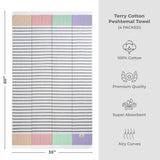 4 Packed Terry Peshtemal and Beach Towel, Mediterranean Collection, 35" x 60", Modern & Traditional Turkish Towels - 11 Set Case Pack