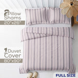 American Soft Linen 100% Washed Cotton Percale Duvet Cover Set – 200TC Yarn-Dyed Striped Bedding with 2 Pillow Shams