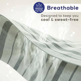 American Soft Linen 100% Washed Cotton Percale Duvet Cover Set – 200TC Yarn-Dyed Striped Bedding with 2 Pillow Shams