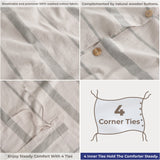 American Soft Linen 100% Washed Cotton Percale Duvet Cover Set – 200TC Yarn-Dyed Striped Bedding with 2 Pillow Shams
