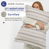 American Soft Linen 100% Washed Cotton Percale Duvet Cover Set – 200TC Yarn-Dyed Striped Bedding with 2 Pillow Shams