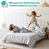American Soft Linen 100% Washed Cotton Percale Duvet Cover Set – 200TC Yarn-Dyed Striped Bedding with 2 Pillow Shams