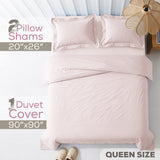 American Soft Linen 100% Washed Cotton Percale Duvet Cover Set – Soft Breathable Bedding Set with Pillow Shams