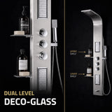 FIELD Series 58 in. 2-Jetted Full Body Shower Panel System with Heavy Rain Shower and Spray Wand in Brushed Steel