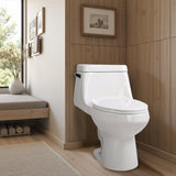 Zeus Series 12 in. Closed Coupled 1.28 GPF Single Flush Elongated Toilet in Glossy White Finish with Soft Close Seat