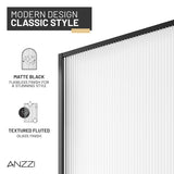 Welle 34 in. x 74 in. Framed Fixed Shower Screen Door with 5/16" (8mm) Tempered Fluted or Clear Glass