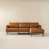 Lore L-Shaped Genuine Tan Leather Right Facing Sectional