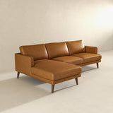 Lore L-Shaped Genuine Tan Leather Left Facing Sectional