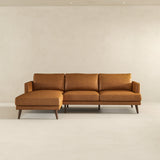 Lore L-Shaped Genuine Tan Leather Left Facing Sectional