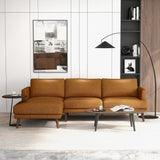 Lore L-Shaped Genuine Tan Leather Left Facing Sectional