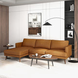 Lore L-Shaped Genuine Tan Leather Left Facing Sectional