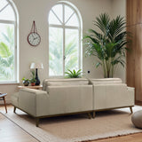 Kerrville Beige Leather Right Sectional Sofa
