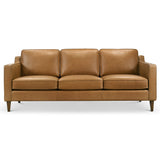Cooper Mid Century Modern Tan Leather Sofa