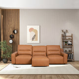 Grant Triple Power Convertible Cognac Leather Sofa
