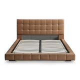Hudson Tan Vegan Leather Upholstered Queen Platform Bed