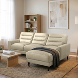 Clarion Genuine Cream Leather Sectional Sofa with Right Chaise Lounge