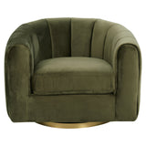 Cosey Green Velvet Swivel Chair