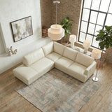 Glander Real Beige Leather Left-Facing Sectional