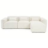 Haledon 3-Piece Sand Boucle Right Sectional Sofa