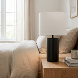 Aura Black Table Lamp with On/Off Switch Black Block Base