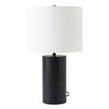 Aura Black Table Lamp with On/Off Switch Black Block Base