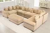 DESEO 138" Sectional Sofa with Ottoman