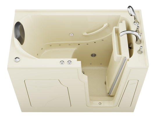 Coupe Premier 53 - 60 in x 28 in. Right Drain Air Jetted Walk-in Tub in Biscuit