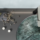 Amalfi Round Glass Vessel Bathroom Sink with Stellar Grey Finish