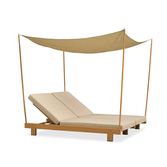 PURPLE LEAF Outdoor Daybed for Patio, Poolside Chaise Lounge Bed with Cushion, Olefin Blend Fabric, Aluminum Frame Sunbed with Side Table for Deck and Backyard