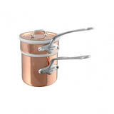 Mauviel Copper Tinned Bain Marie/Double Boiler With Lid, Cast Stainless Steel Handles, 0.9-Qt