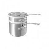 Mauviel Stainless Steel Bain Marie/Double Boiler With Lid, Cast Stainless Steel Handle, 0.9-Qt