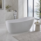 Trend Series 67 in. x 32 in. Flat Bottom Acrylic Freestanding Soaking Bathtub with Center Drain in Glossy White