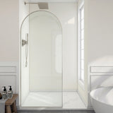 Ember Series 34 in. x 78 in Framed Arch Fixed Shower Screen Door with 8mm Tempered Clear or Fluted Glass