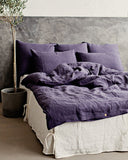 Linen bed skirt with ties in White
