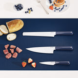 Ciarra Beyond Trio Knife Set with Gift Box, with Chef Knife, Serrated Bread Knife and Utility Knife, High Carbon Stainless Steel with Ergonomic Handle | Midnight Dream
