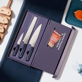 Ciarra Beyond Trio Knife Set with Gift Box, with Chef Knife, Serrated Bread Knife and Utility Knife, High Carbon Stainless Steel with Ergonomic Handle | Midnight Dream