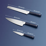 Ciarra Beyond Trio Knife Set with Gift Box, with Chef Knife, Serrated Bread Knife and Utility Knife, High Carbon Stainless Steel with Ergonomic Handle | Midnight Dream