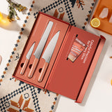 Ciarra Beyond Trio Knife Set with Gift Box, with Chef Knife, Serrated Bread Knife and Utility Knife, High Carbon Stainless Steel with Ergonomic Handle | Orangina