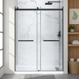 Kahn Series 48 in. x 32 in. Alcove Shower Base and Frameless Sliding Shower Door Combo with Tsunami Guard