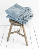 Blue melange linen flat sheet