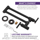 ANZZI Braccia Articulated Pot Filler, Dual Shut-Off Valves, 4 GPM High Flow, 24" Max Reach, Solid Brass Construction, Multiple Finishes