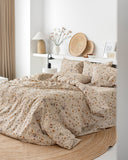 Botanical print linen duvet cover