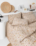 Botanical print linen flat sheet