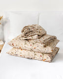 Botanical print linen sheet set (4 pcs)